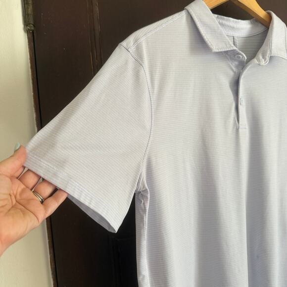 LULULEMON | Men's Evolution Stripe Polo Light Gray Tech Polo | Large - Picture 3 of 6